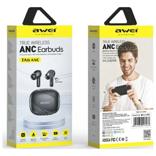 AWEI Bluetooth fülhallgató 5.3 TA6 ANC+ töltőállomás fekete - 2