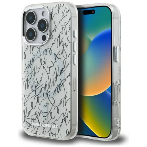  iPhone 16 Pro Fehér Karl Lagerfeld IML Karl Script Pattern MagSafe tok - 1