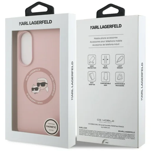 Karl Lagerfeld Szilikon Kétfejű és Körtéri MagSafe Samsung Galaxy S25 Edge pink tok - 8