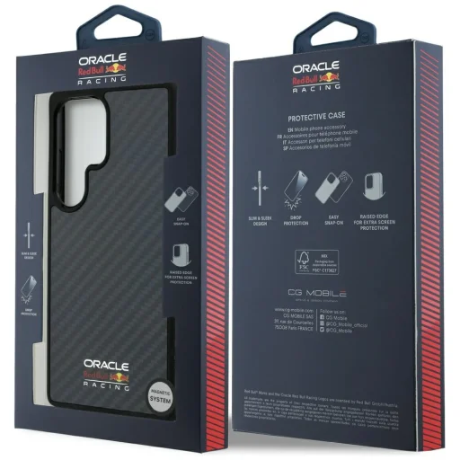  Samsung Galaxy S25 Ultra Fekete Red Bull Valódi Karbon Szálas Fényes Logós MagSafe tok - 8