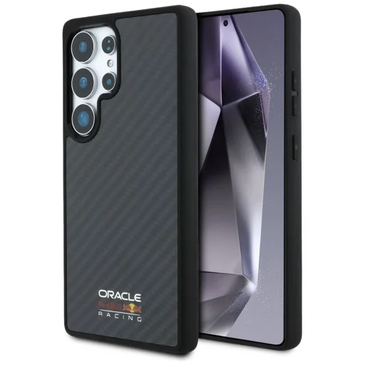  Samsung Galaxy S25 Ultra Fekete Red Bull Valódi Karbon Szálas Fényes Logós MagSafe tok - 1