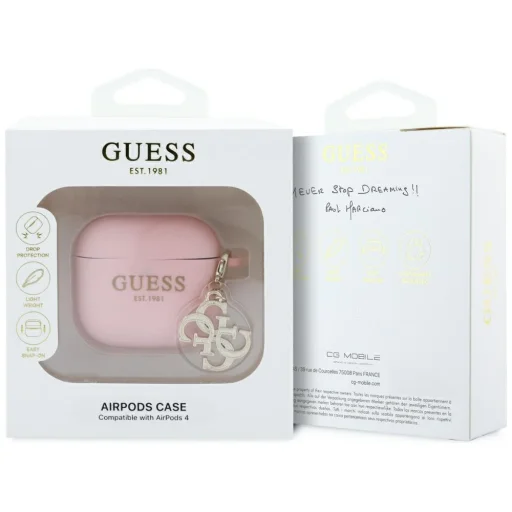 Guess GUA4LECG4P AirPods 4 tok rózsaszín Szilikon 4G Charm - 3