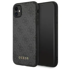 Guess GUHCN61G4GFGR iPhone 11 6,1" szürke tok 4G Metal Gold Logo