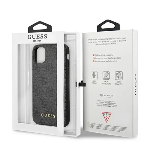 Guess GUHCN61G4GFGR iPhone 11 6,1" szürke tok 4G Metal Gold Logo - 8