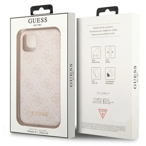Guess GUHCN61G4GFPI iPhone 11 6,1" rózsaszín kemény tok 4G Metal Gold Logo tok - 8