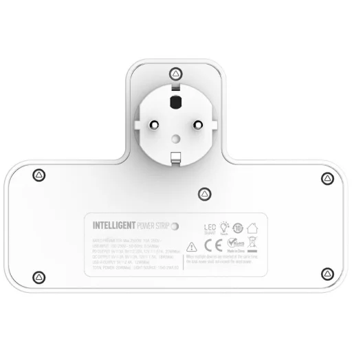 Beline elosztó LED háttérvilágítással 2xUSB-A/USB-C/2xAC fehér - 4