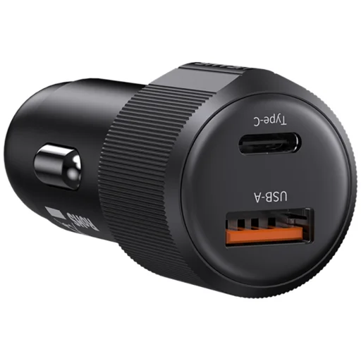 Autós töltő USAMS YT sorozat CC283 60W 1xUSB-A 1xUSB-C fekete - 3