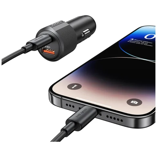 Autós töltő USAMS YT sorozat CC283 60W 1xUSB-A 1xUSB-C fekete - 7