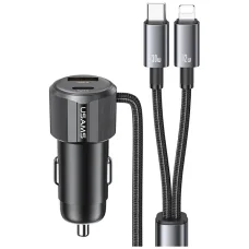 USAMS YT Sorozat CC287 Autós Töltő 66W 1xUSB-A 1xUSB-C + 2 az 1-ben USB-C/Lightning Kábel