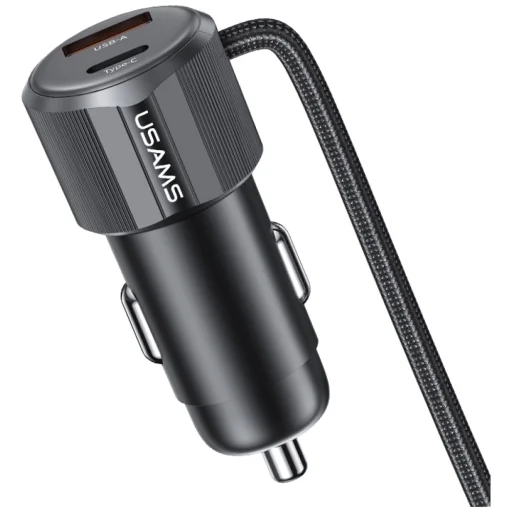 USAMS YT Sorozat CC287 Autós Töltő 66W 1xUSB-A 1xUSB-C + 2 az 1-ben USB-C/Lightning Kábel - 3