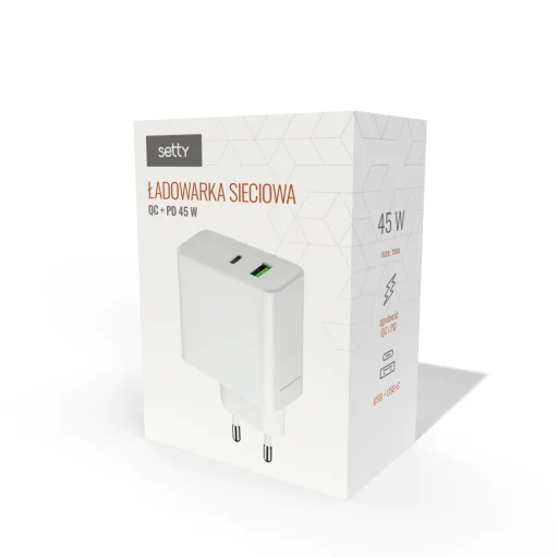 Setty fali töltő PD+QC USB + USB-C 45W LSI-01 fehér - 2