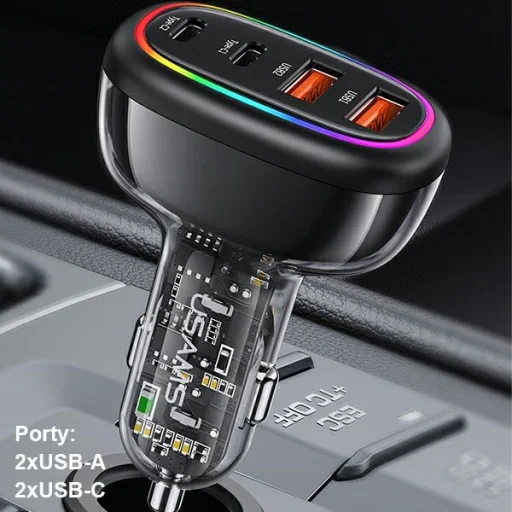 USAMS autós töltő 2xUSB-C 2xUSB-A C34 120W Gyors töltés kék CC169CC01 (US-CC169) - 2