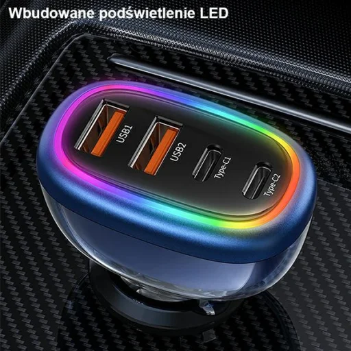 USAMS autós töltő 2xUSB-C 2xUSB-A C34 120W Gyors töltés kék CC169CC01 (US-CC169) - 7