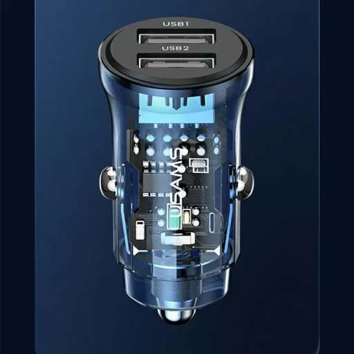 USAMS C31 autós töltő 3A 2xUSB-A Gyors Töltés kék CC162CC02 (US-CC162) - 10