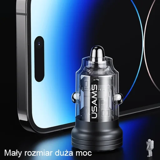 USAMS autós töltő C35 USB+USB-C 45W Gyors Töltés fekete CC175CC01 (US-CC175) - 4