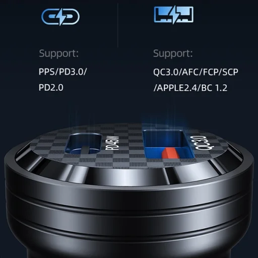 USAMS autós töltő C35 USB+USB-C 45W Gyors Töltés fekete CC175CC01 (US-CC175) - 6