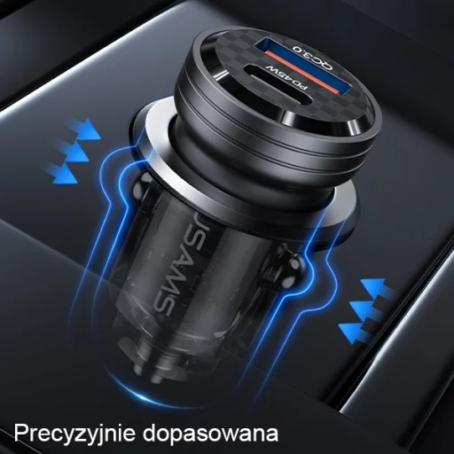 USAMS autós töltő C35 USB+USB-C 45W Gyors Töltés fekete CC175CC01 (US-CC175) - 10