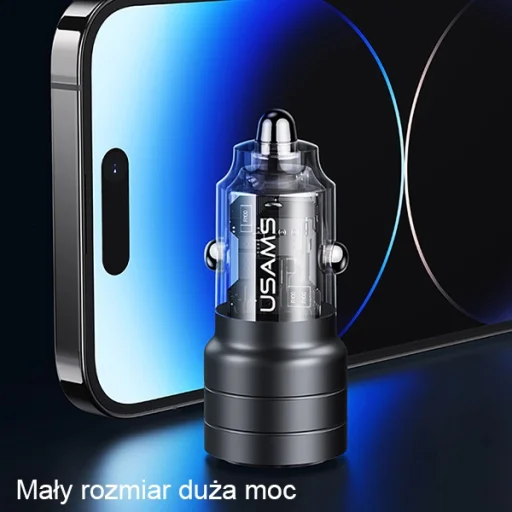 USAMS autós töltő C36 USB+USB-C 95W Gyors töltés fekete CC176CC01 (US-CC176) - 3