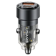 USAMS Autós Töltő C39 USB+USB-C 60WFoi gyors töltés fekete CC208CC01 (US-CC208)