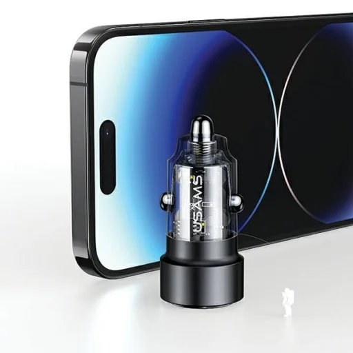 USAMS Autós Töltő C39 USB+USB-C 60W Gyors Töltés lila (US-CC208) - 3