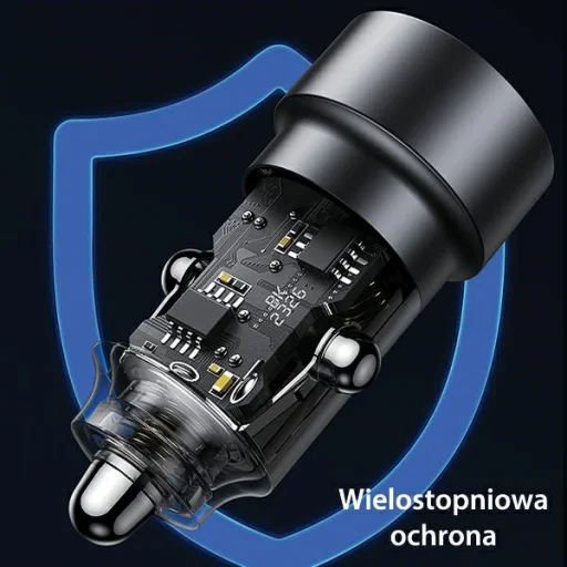 USAMS Autós Töltő C39 USB+USB-C 60W Gyors Töltés lila (US-CC208) - 6