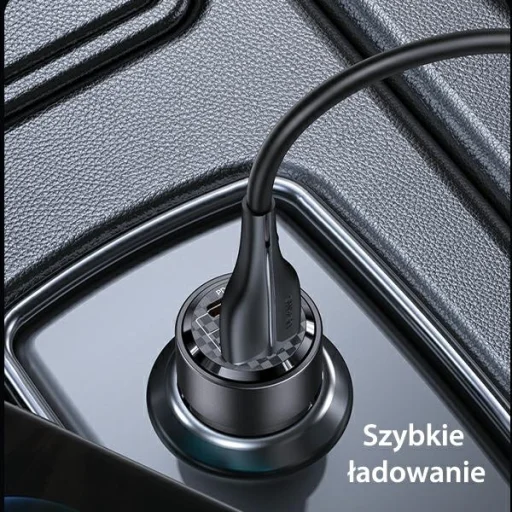 USAMS Autós Töltő C39 USB+USB-C 60W Gyors Töltés lila (US-CC208) - 7