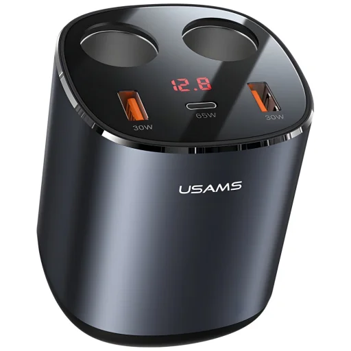 USAMS Autós Splitter 2xUSB-A / 1xUSB-C C28 245W szürke CC151TC01 (US-CC151) - 2