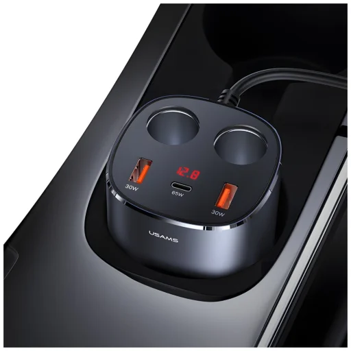 USAMS Autós Splitter 2xUSB-A / 1xUSB-C C28 245W szürke CC151TC01 (US-CC151) - 6