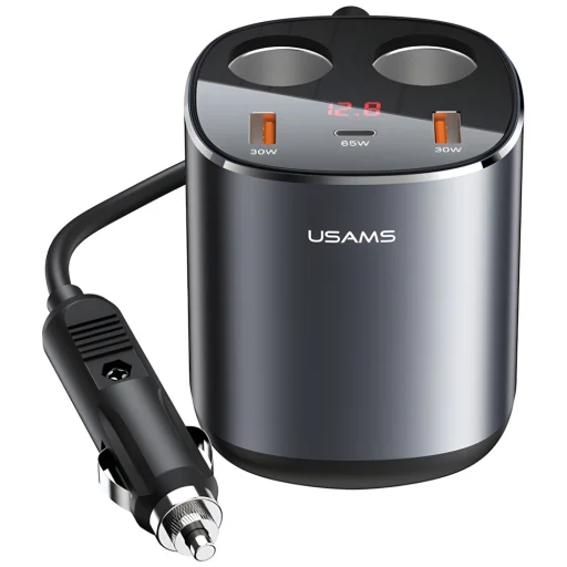 USAMS Autós Splitter 2xUSB-A / 1xUSB-C C28 245W szürke CC151TC01 (US-CC151) - 1