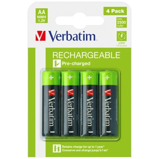 Verbatim Újratölthető Akkumulátor NiMH AA 2500mAh Prémium HR6 4db fekete - 6