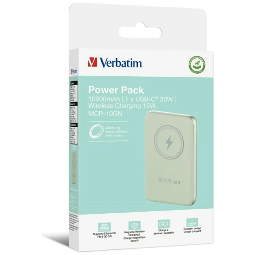 Verbatim Vezeték nélküli Mágneses Power Bank `n` Go 15W 10000mAh zöld 32246 - 6