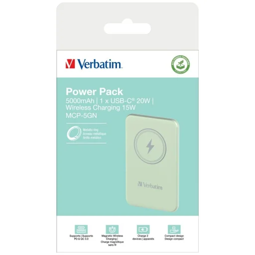 Verbatim Vezeték nélküli Mágneses Power Bank `n` Go 15W 5000mAh zöld 32241 - 6
