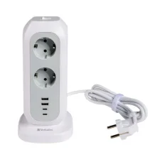 Verbatim Függőleges Hálózati Elosztó 15W 11xAC EU/2xUSB-C/2xUSB-A 2m EUPT-01 fehér 49547