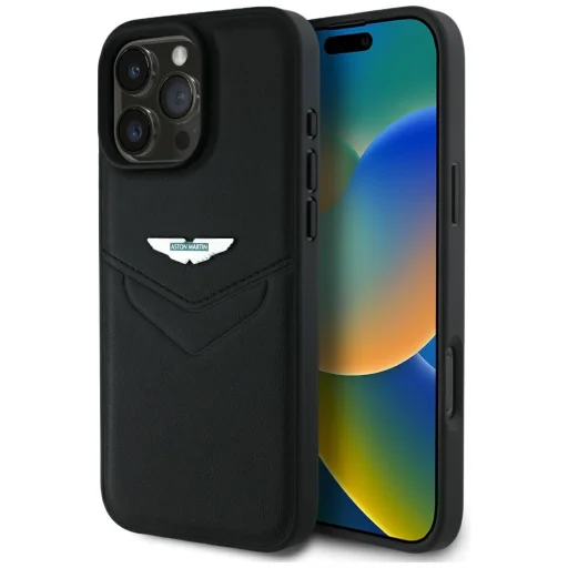 Aston Martin HC Leather Victory Design iPhone 16 Pro tok fekete - 1