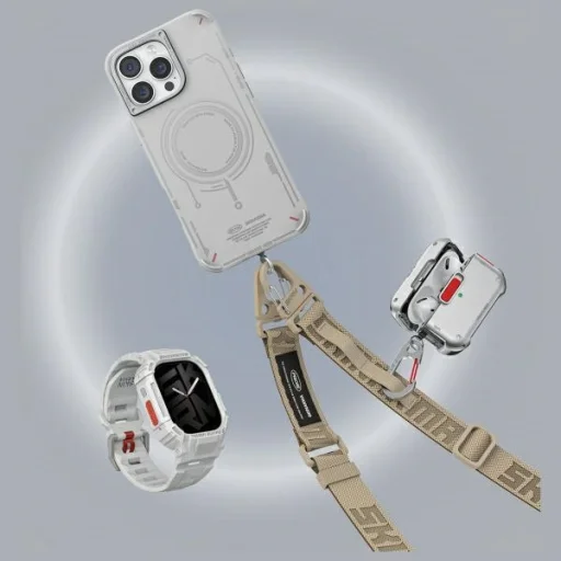  iPhone 16 Pro Max 6.9" világosszürke Skinarma Mecha Mágneses Töltés tok - 6