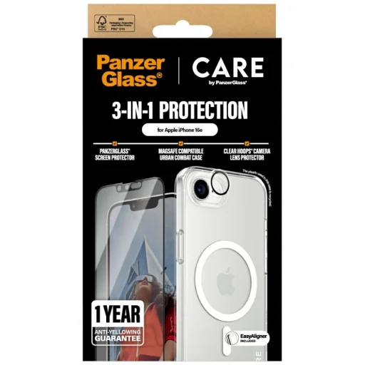 Védőszett CARE by PanzerGlass Flagship 3 az 1-ben Tok+Üvegfólia+Lencse iPhone 16e-hez - 5