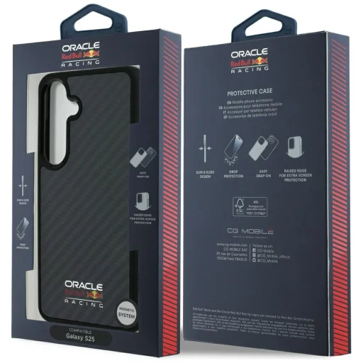 Red Bull Valódi Szénszálas Fényes Logó MagSafe Tok Samsung Galaxy S25 készülékre Fekete - 8