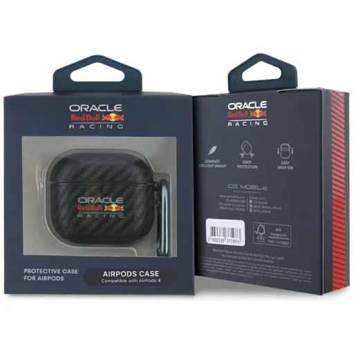 Red Bull PU Carbon Logó tok AirPods 4-hez fekete - 3