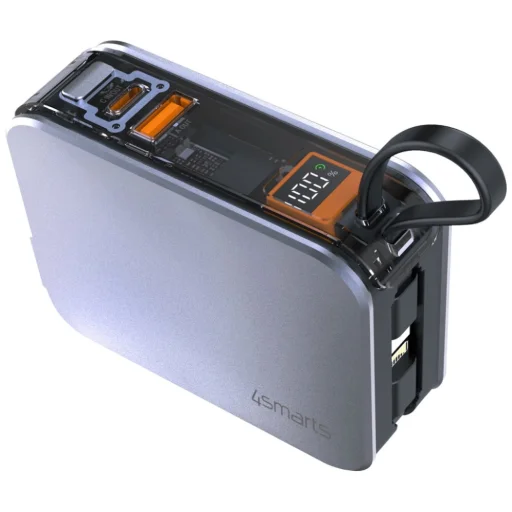 Powerbank 4smarts Lucid 3in1 Hybrid Charger 10000mAh 20W beépített USB-C / Lightning kábellel, ezüst - 3