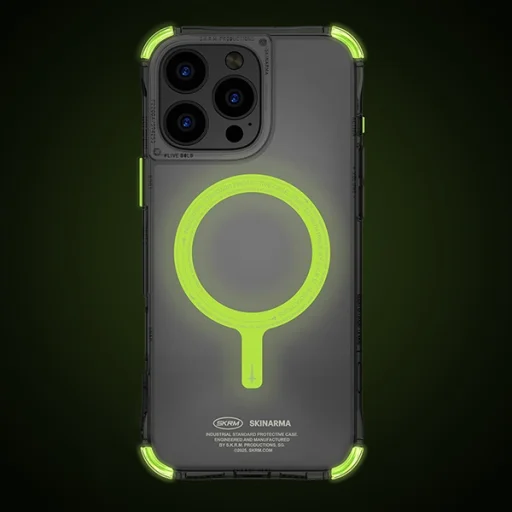 Skinarma Saido iPhone 16 Pro 6.3" mágnesesen tölthető zöld (sötétben világító) tok - 5