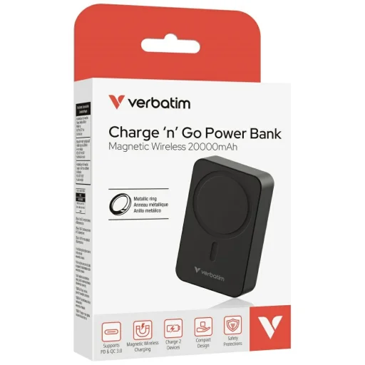 Verbatim Charge n Go Essentials 20000mAh Mágneses Vezeték Nélküli powerbank fekete 32223 - 8