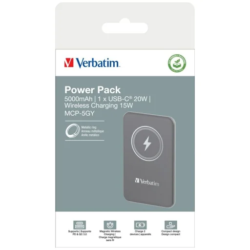 Verbatim Vezeték nélküli Mágneses Power Bank `n` Go 15W 5000mAh szürke 32244 - 6