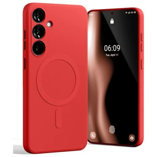 Mercury MagSafe Részben Szilikon Samsung Galaxy S24 FE tok piros - 1