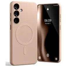 Mercury MagSafe Részben Szilikon Samsung Galaxy S24 FE tok pink homokszín