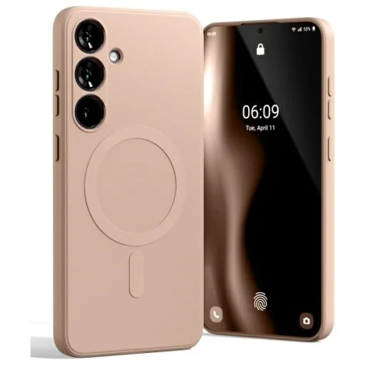 Mercury MagSafe Részben Szilikon Samsung Galaxy S24 FE tok pink homokszín - 1