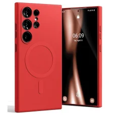 Mercury MagSafe Félig Szilikon Samsung Galaxy S24 Ultra tok S928 piros tok