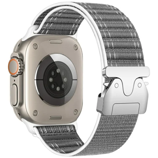 Beline Szőtt Nylon Diagonál Stílusú Ejtőernyős Szíj Apple Watch 42/44/45/49mm Szürke szíj - 1