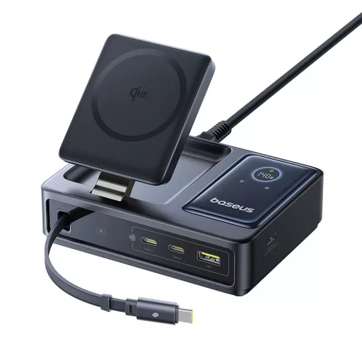Asztali töltő Baseus Nomos QI 5 az 1-ben, 140W, 5A, 1 x USB-A - 2 x USB-C, fekete P10178800123-00 - 3