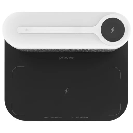 Proove 3 az 1-ben Éjjeli lámpa + Ébresztőóra Nappali és Éjszakai LED 1200mAh 3W induktív töltéssel 15W sötétszürke - 4