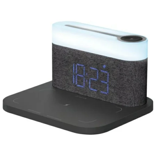 Proove 3 az 1-ben Éjjeli lámpa + Ébresztőóra Nappali és Éjszakai LED 1200mAh 3W induktív töltéssel 15W sötétszürke - 1